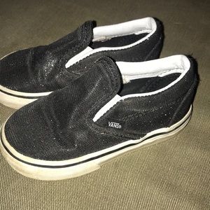 Sparkly black slip on toddler VANS